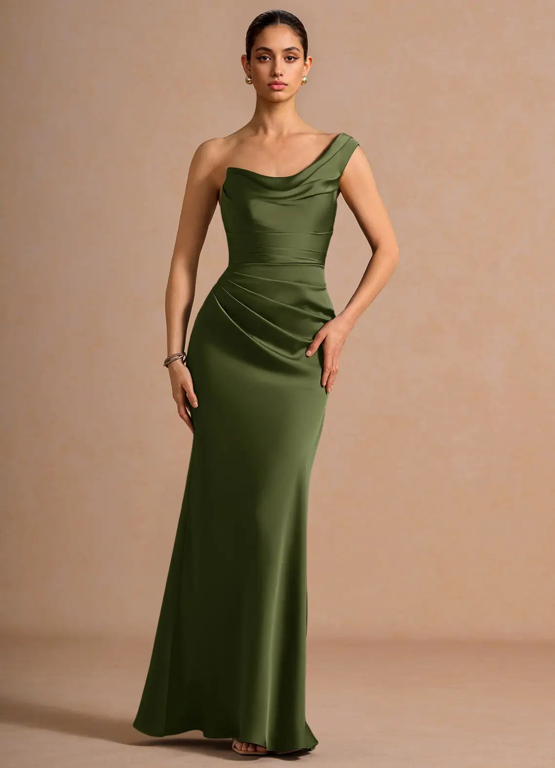 Mermaid One-Shoulder Lace Lace-Up Back Asymmetric Floor-Length Wedding Dress - Yihuiw by Yihuiw