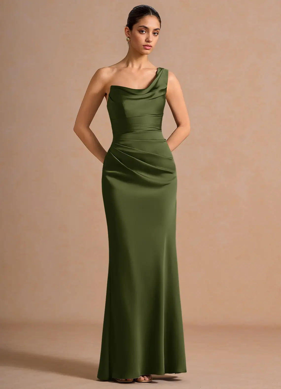 Mermaid One-Shoulder Lace Lace-Up Back Asymmetric Floor-Length Wedding Dress - Yihuiw by Yihuiw