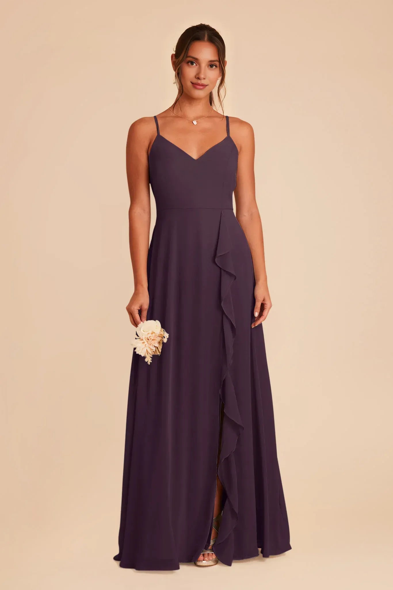 Spaghetti Strap Chiffon High Slit Wedding Dress - Yihuiw by Yihuiw