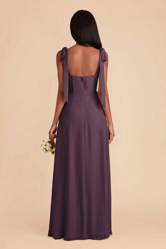 Square Neck Chiffon High Slit Wedding Dress - Yihuiw by Yihuiw
