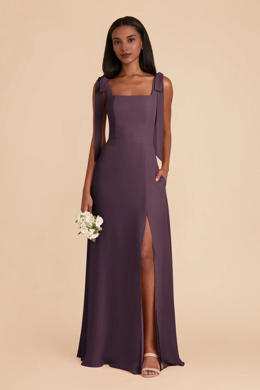 Square Neck Chiffon High Slit Wedding Dress - Yihuiw by Yihuiw