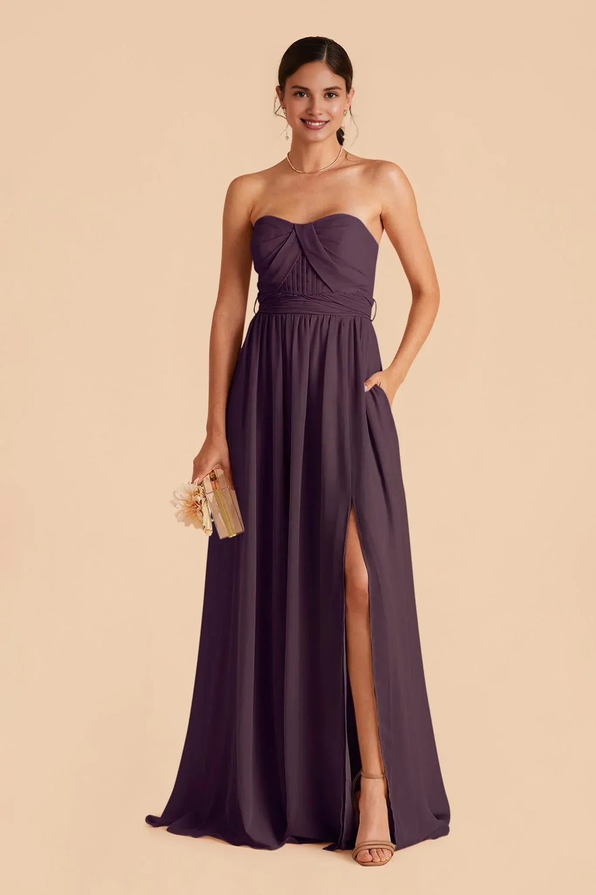 Sweetheart Chiffon High Slit Wedding Dress - Yihuiw by Yihuiw