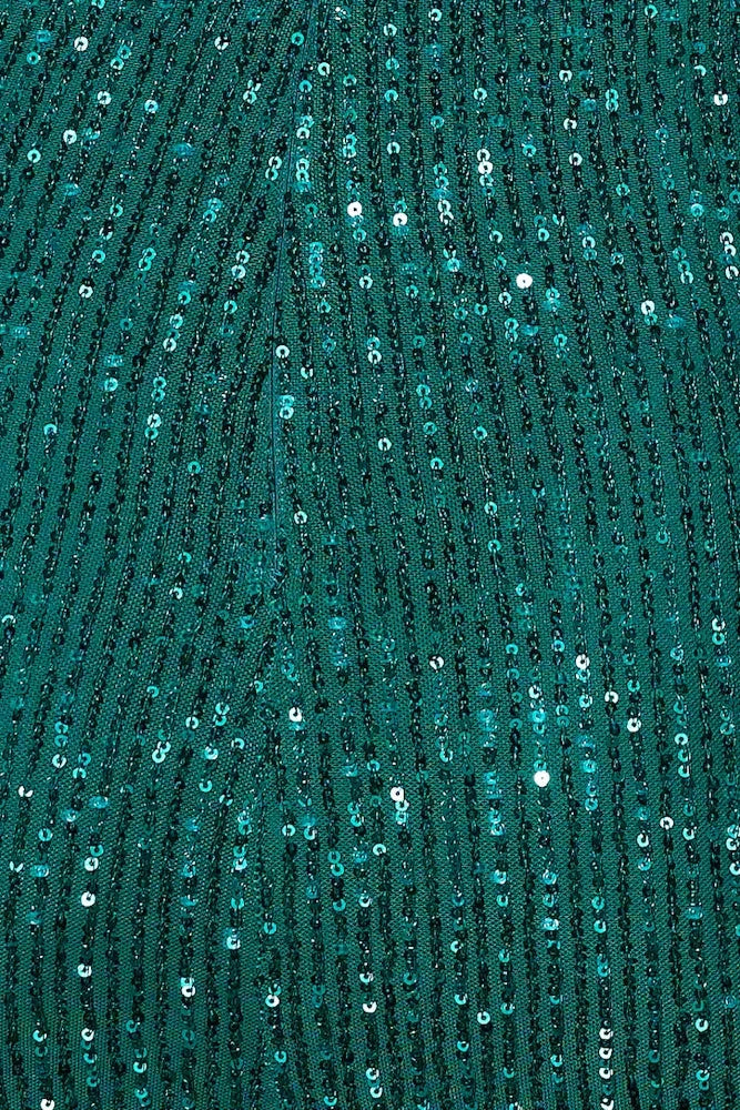 Dark green strapless sequin dress, covered in sparkling sequins all over, suitable for parties, dances, and other occasions by YiHuiw