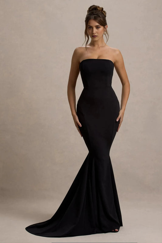 Dashing Mermaid Strapless Sleeveless Open Back Floor Length Prom Dress by YiHuiw