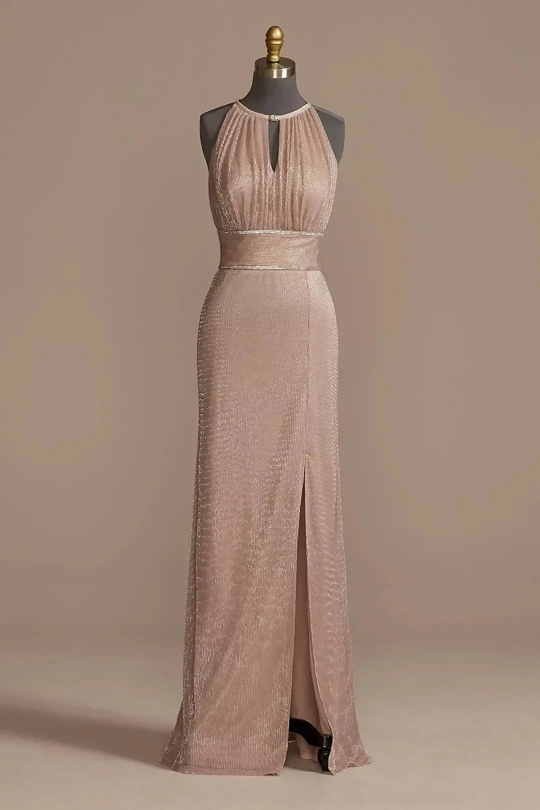 Dazzling Sheath Halter Neck Sleeveless Keyhole Back Floor Length Mother of the Bride Dress by YiHuiw
