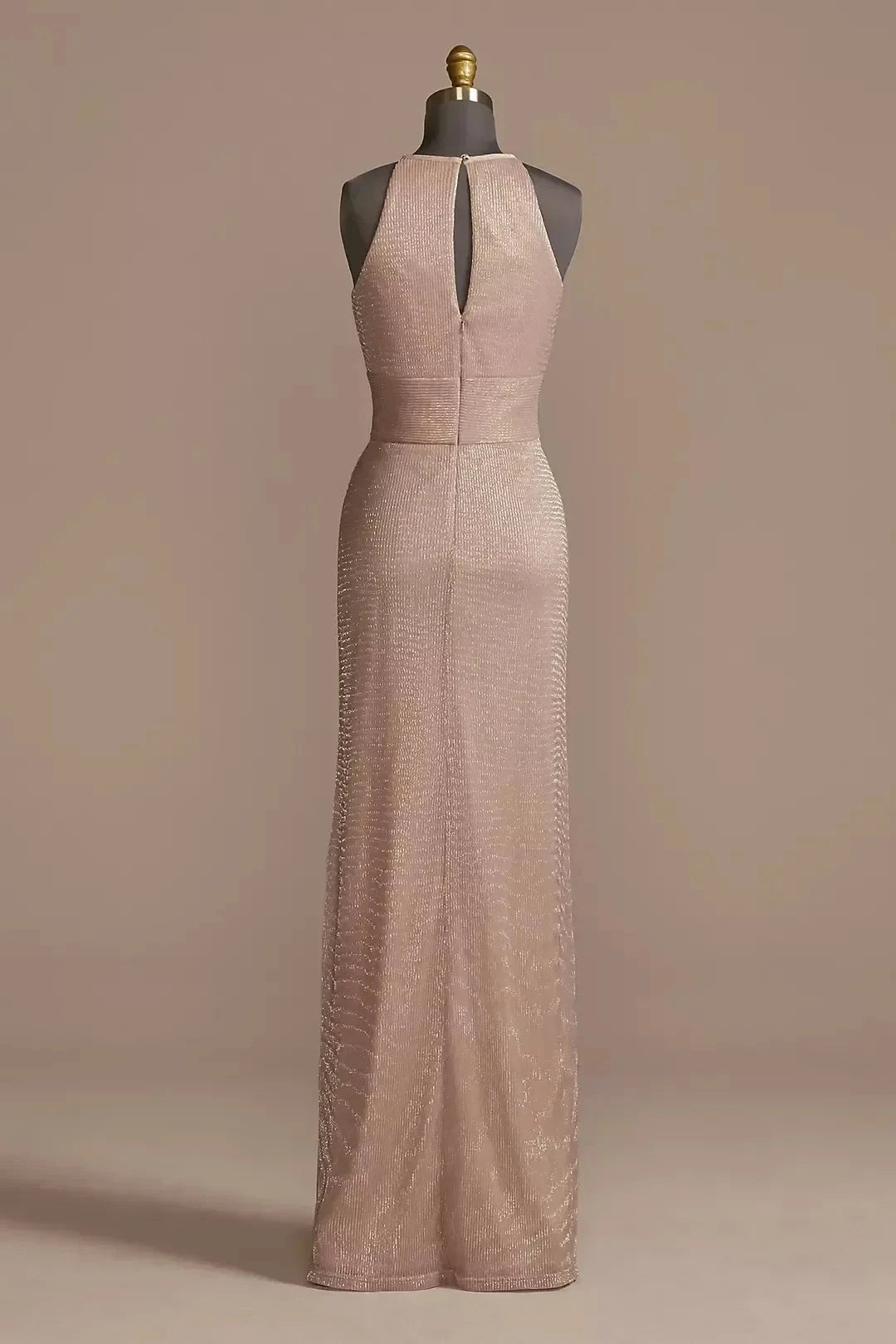 Dazzling Sheath Halter Neck Sleeveless Keyhole Back Floor Length Mother of the Bride Dress by YiHuiw