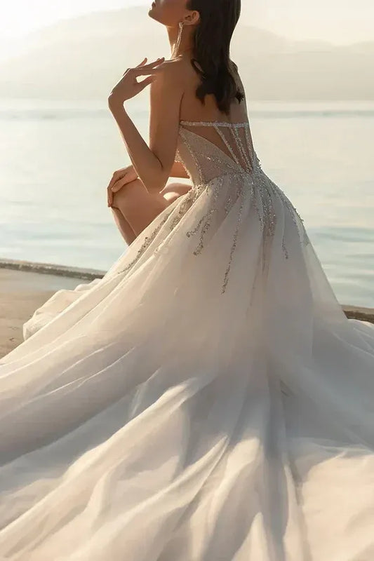 A-Line Sweetheart Floor-Length Wedding Dress - Yihuiw by Yihuiw