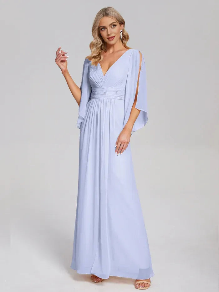 A-Line Chiffon Ruched Wedding Dress - Yihuiw by Yihuiw