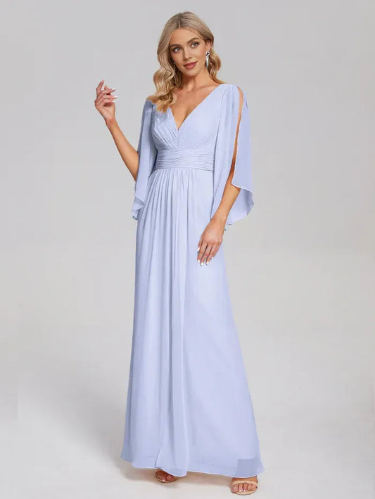 A-Line Chiffon Ruched Wedding Dress - Yihuiw by Yihuiw