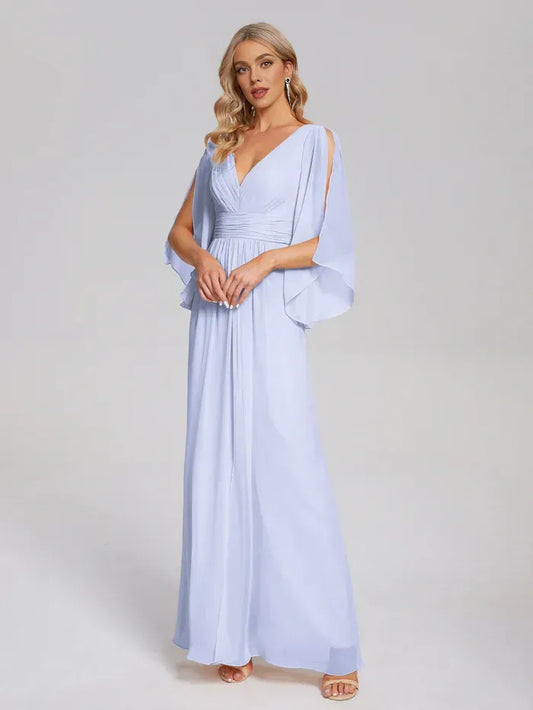 A-Line Chiffon Ruched Wedding Dress - Yihuiw by Yihuiw