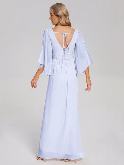 A-Line Chiffon Ruched Wedding Dress - Yihuiw by Yihuiw