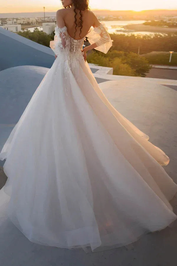 A-Line Sweetheart Floor-Length Wedding Dress - Yihuiw by Yihuiw