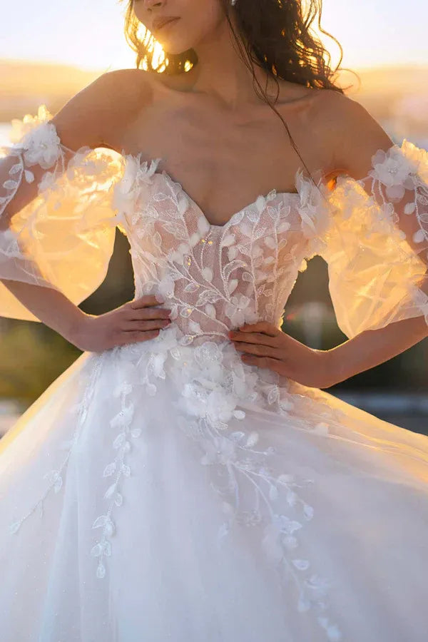 A-Line Sweetheart Floor-Length Wedding Dress - Yihuiw by Yihuiw