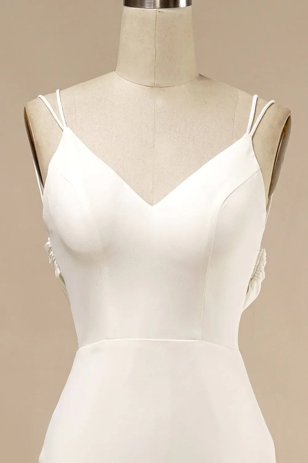 Mermaid V-Neck Crepe Button Back Train Wedding Dress - Yihuiw by Yihuiw