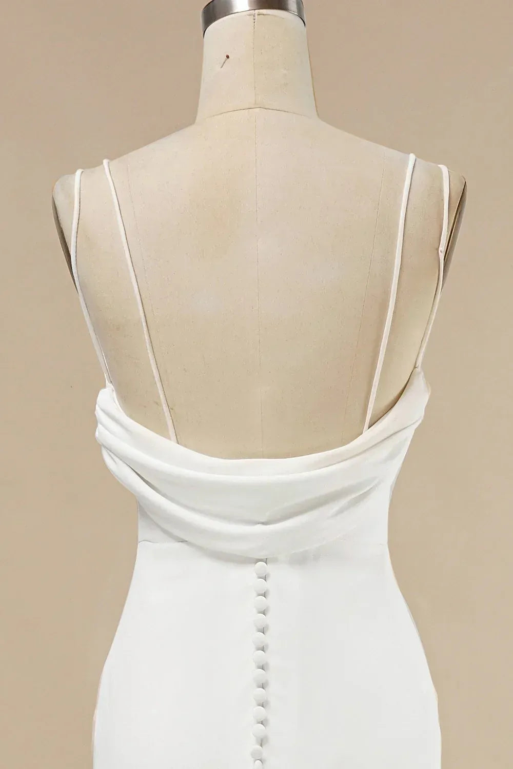 Mermaid V-Neck Crepe Button Back Train Wedding Dress - Yihuiw by Yihuiw