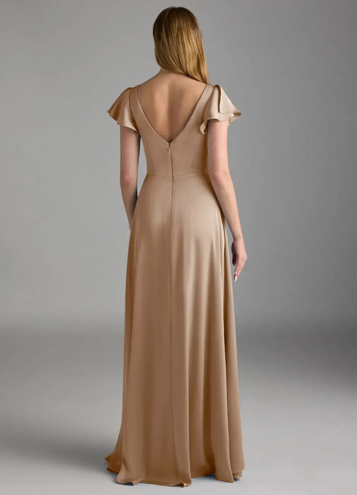 A-Line Satin Short Sleeve High Slit Mini Wedding Dress - Yihuiw by Yihuiw