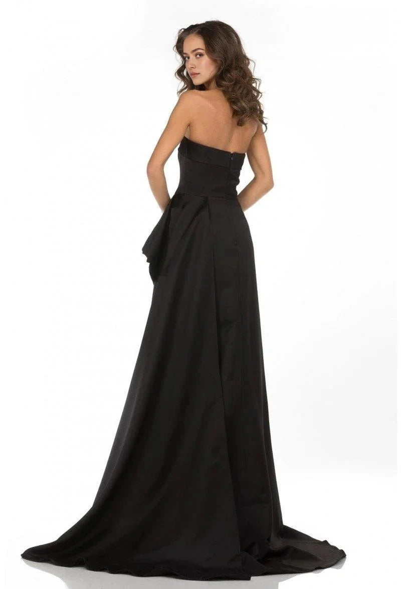 Dramatic A-Line Strapless Sleeveless Open Back Train Floor Length Prom Dress by YiHuiw