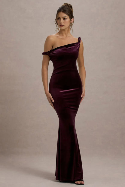 Dramatic Mermaid One Shoulder Ruched Accent Sleeveless Floor Length Prom Dress by YiHuiw