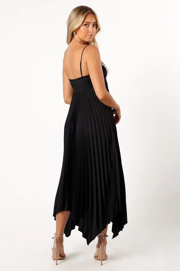Spaghetti Strap Pleated Midi Wedding Dress - Yihuiw by Yihuiw