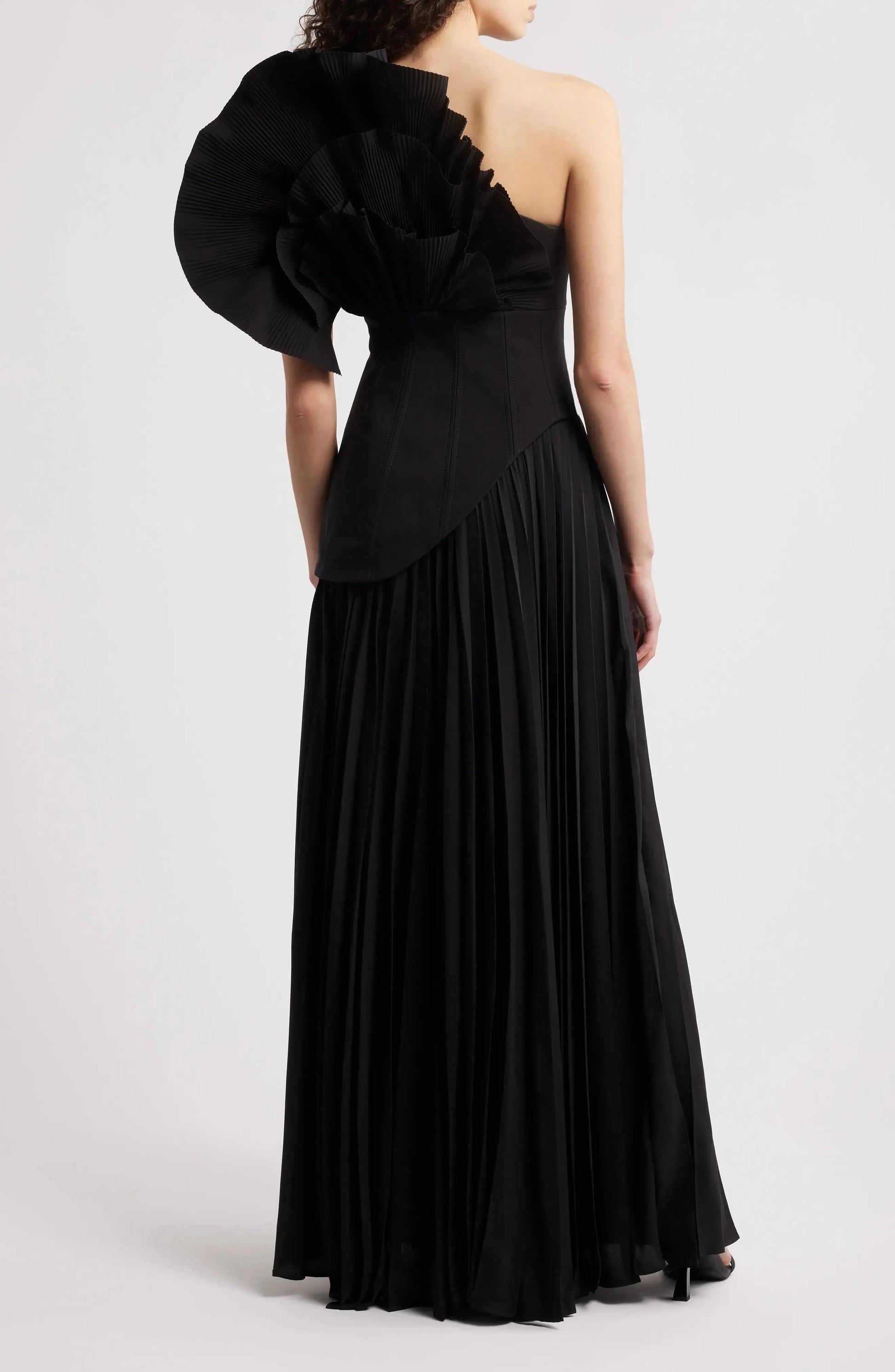 Dramatic Pleated One Shoulder Asymmetrical Open Back Floor Length For Ladies Evening Dress by YiHuiw