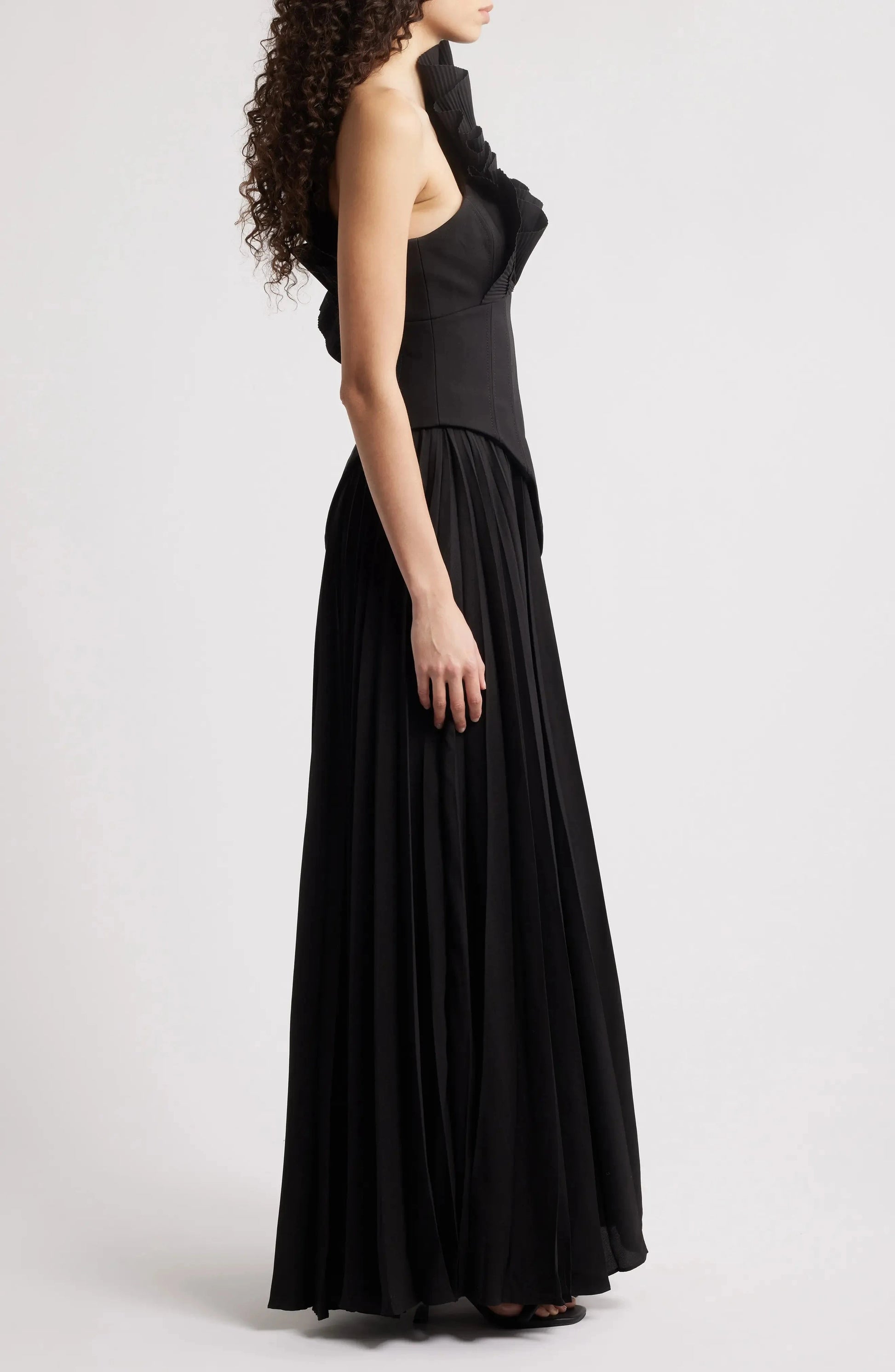 Dramatic Pleated One Shoulder Asymmetrical Open Back Floor Length For Ladies Evening Dress by YiHuiw