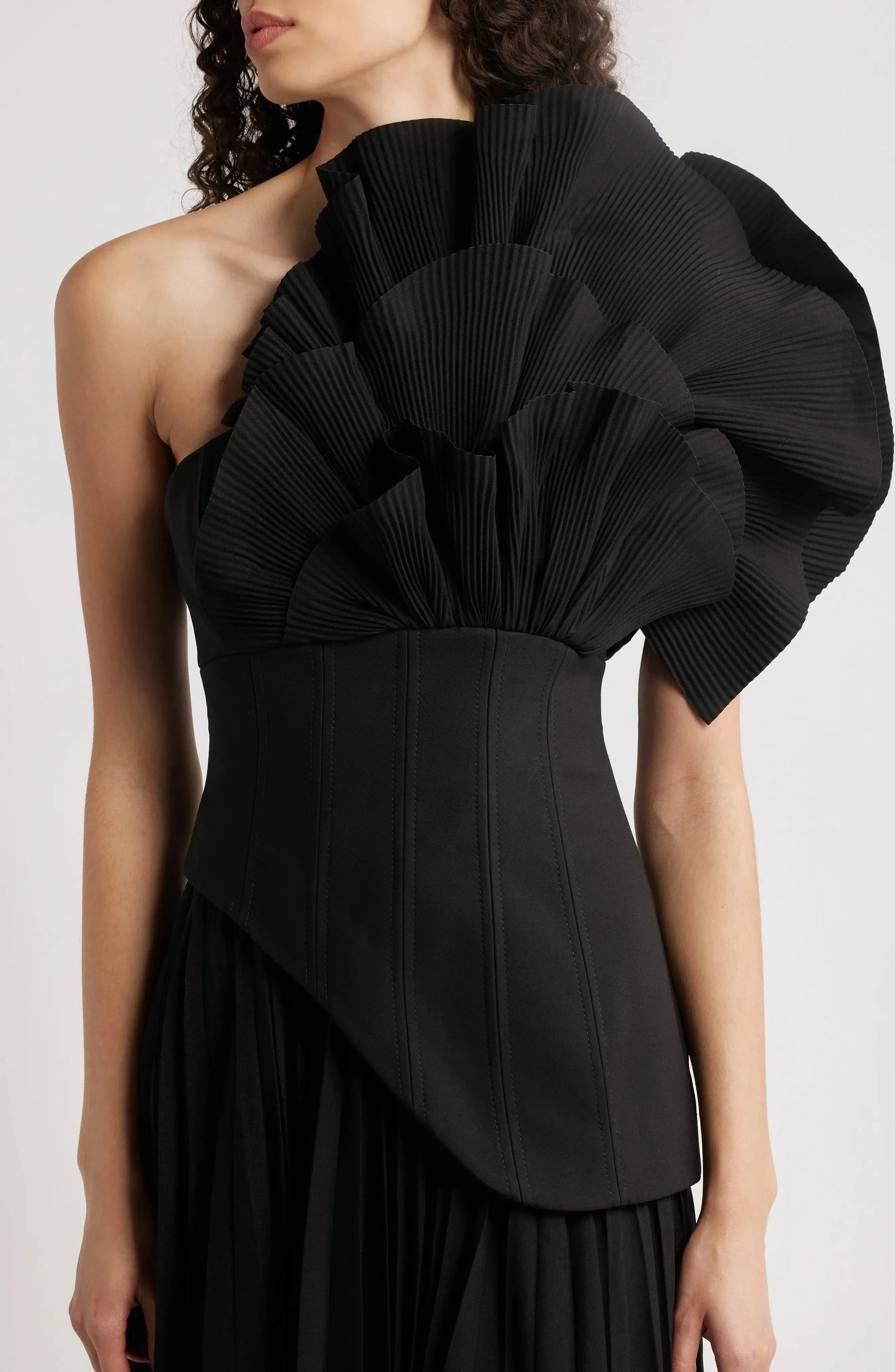 Dramatic Pleated One Shoulder Asymmetrical Open Back Floor Length For Ladies Evening Dress by YiHuiw