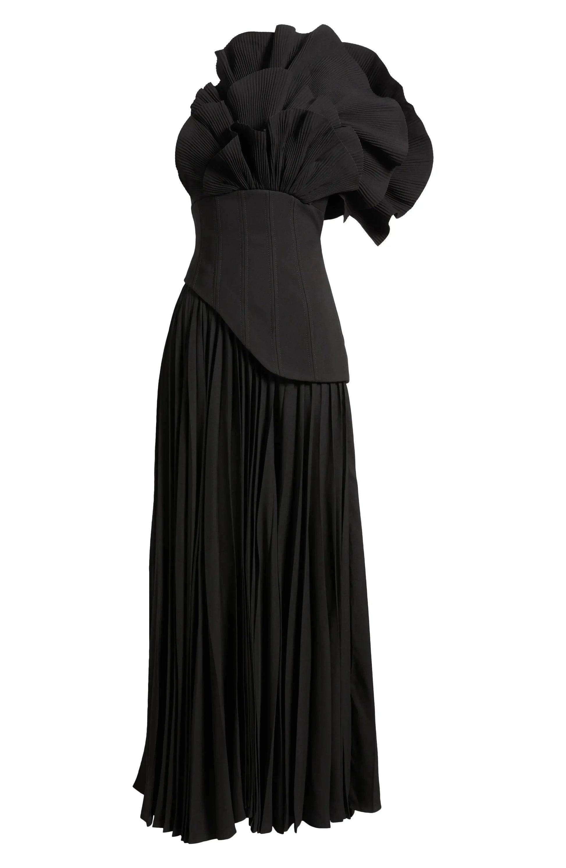 Dramatic Pleated One Shoulder Asymmetrical Open Back Floor Length For Ladies Evening Dress by YiHuiw