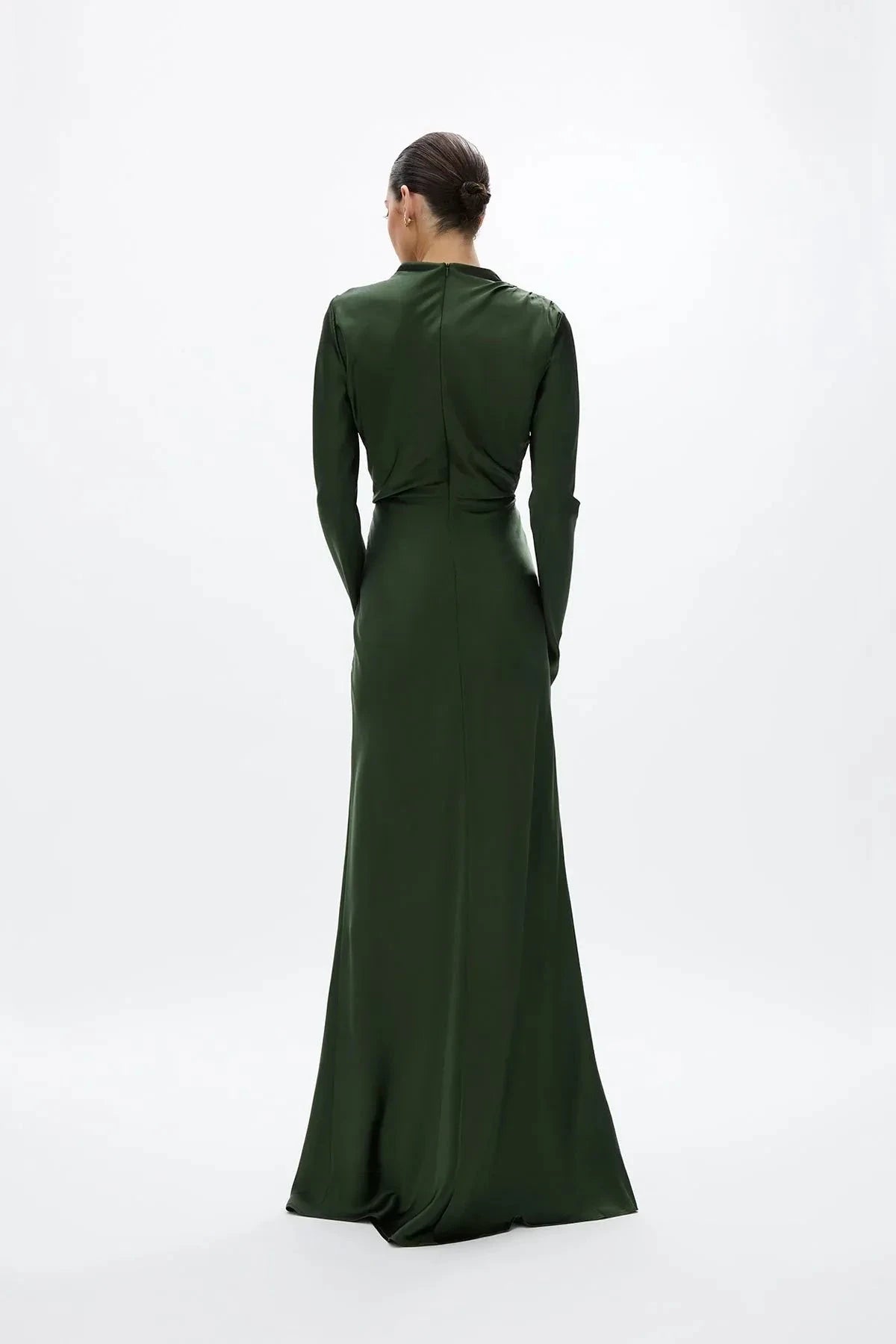 Draped Sheath Cowl Neck Long Sleeve Zipper Back Floor Length For Sale Prom Dress by YiHuiw