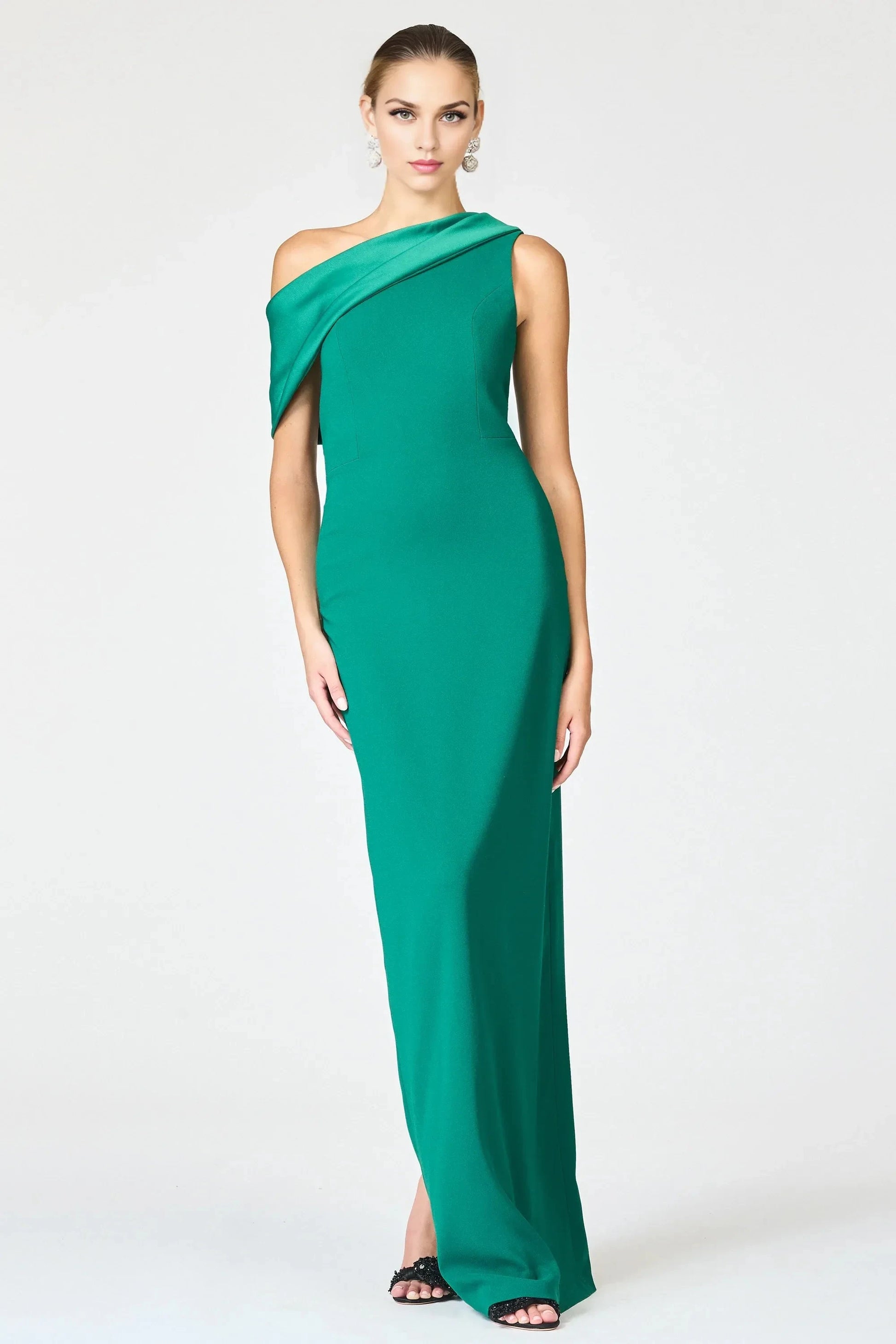 Draped Sheath One Shoulder Sleeveless Zipper Back High Slit Floor Length Female Evening Dress by YiHuiw