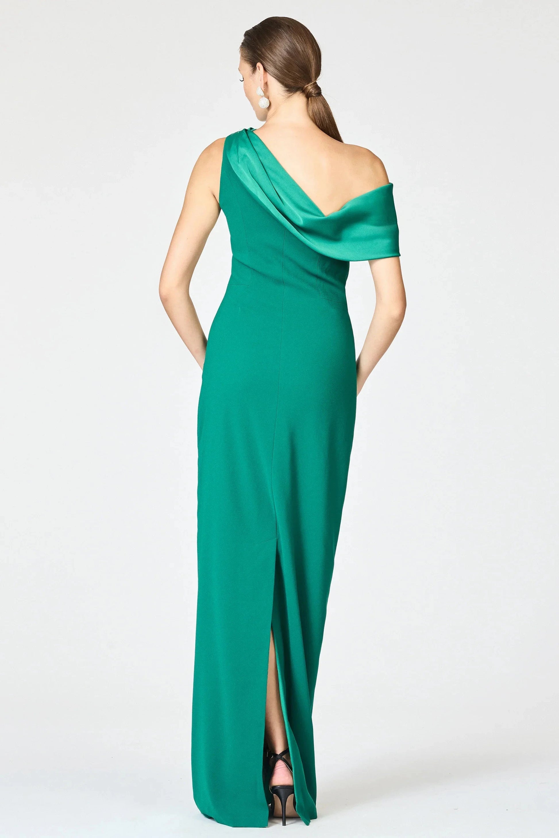 Draped Sheath One Shoulder Sleeveless Zipper Back High Slit Floor Length Female Evening Dress by YiHuiw