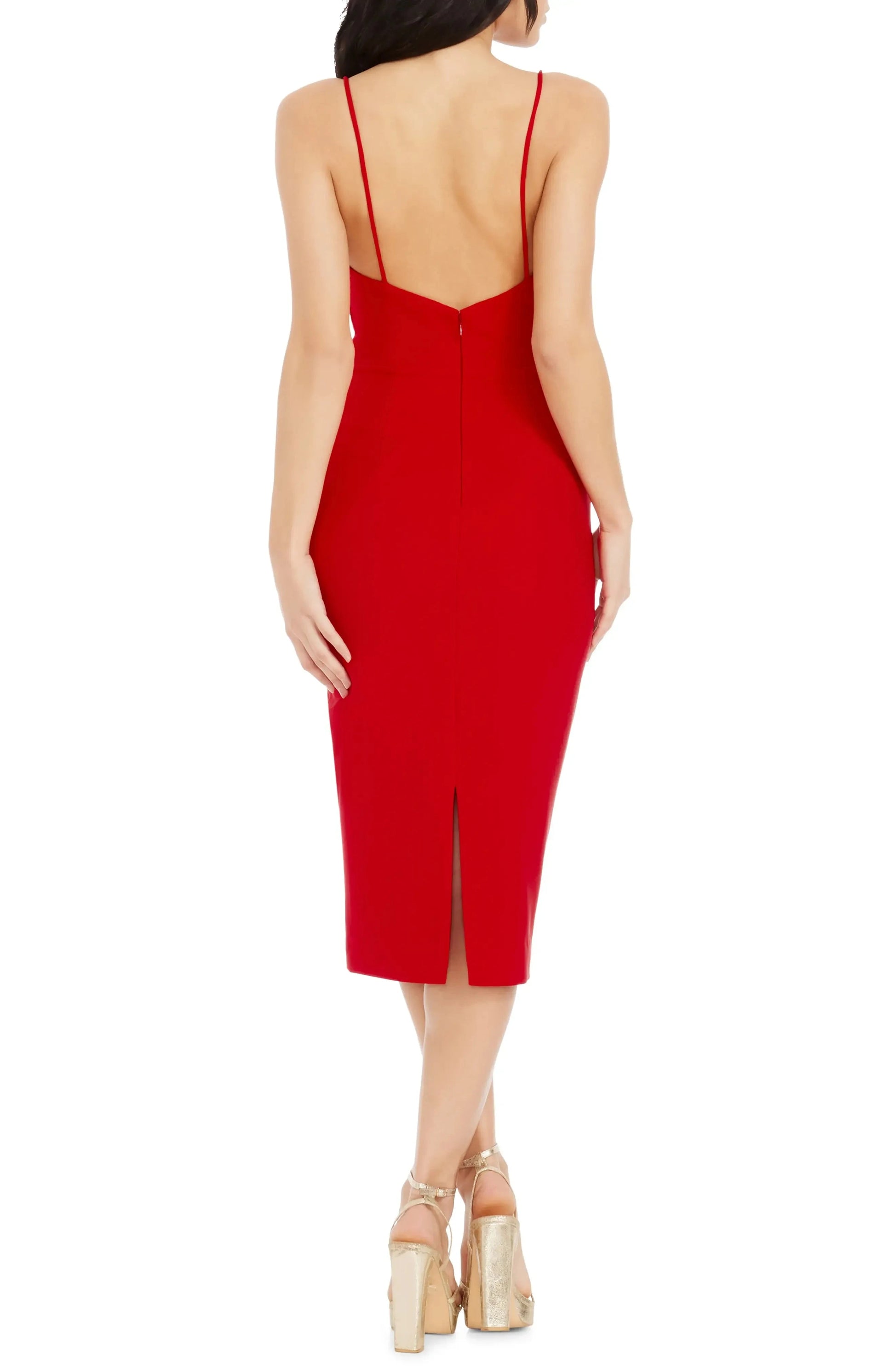 Draped Sheath Sweetheart Neck Spaghetti Strap Open Back Midi Length For Ladies Evening Dress by YiHuiw