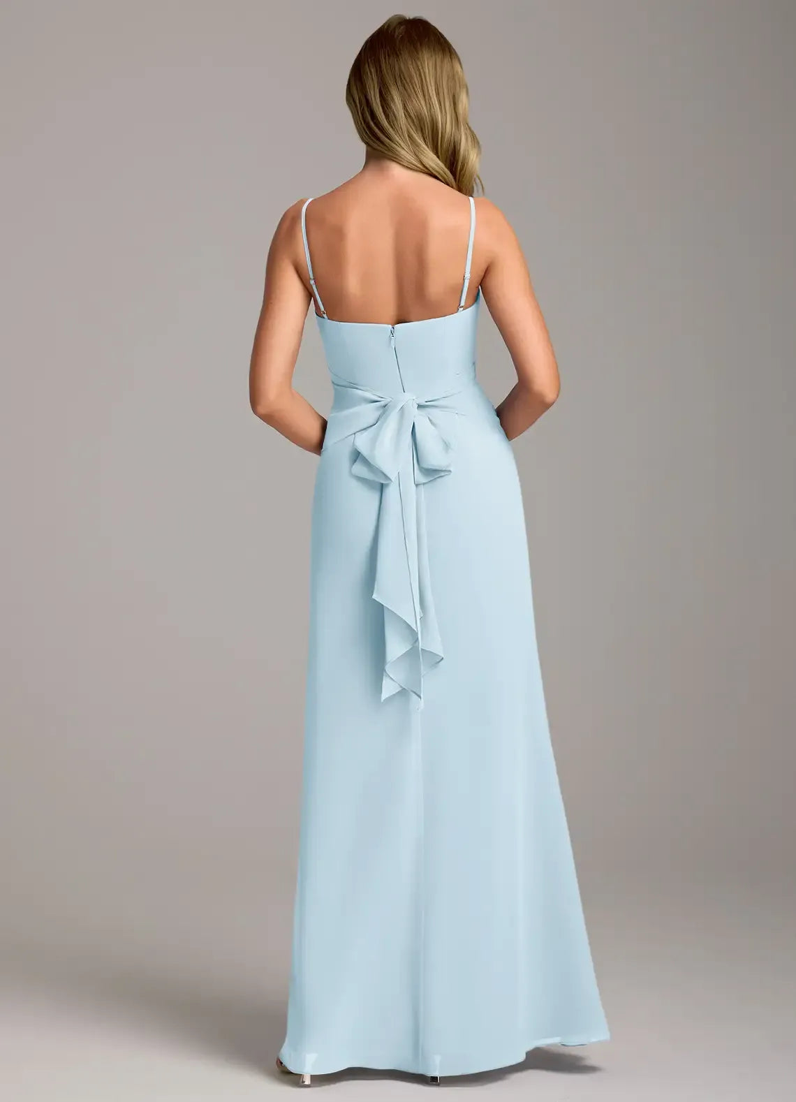 A-Line Spaghetti Strap Chiffon High Slit Wedding Dress - Yihuiw by Yihuiw