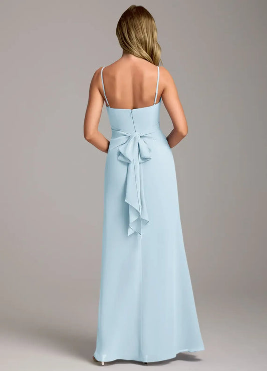 A-Line Spaghetti Strap Chiffon High Slit Wedding Dress - Yihuiw by Yihuiw