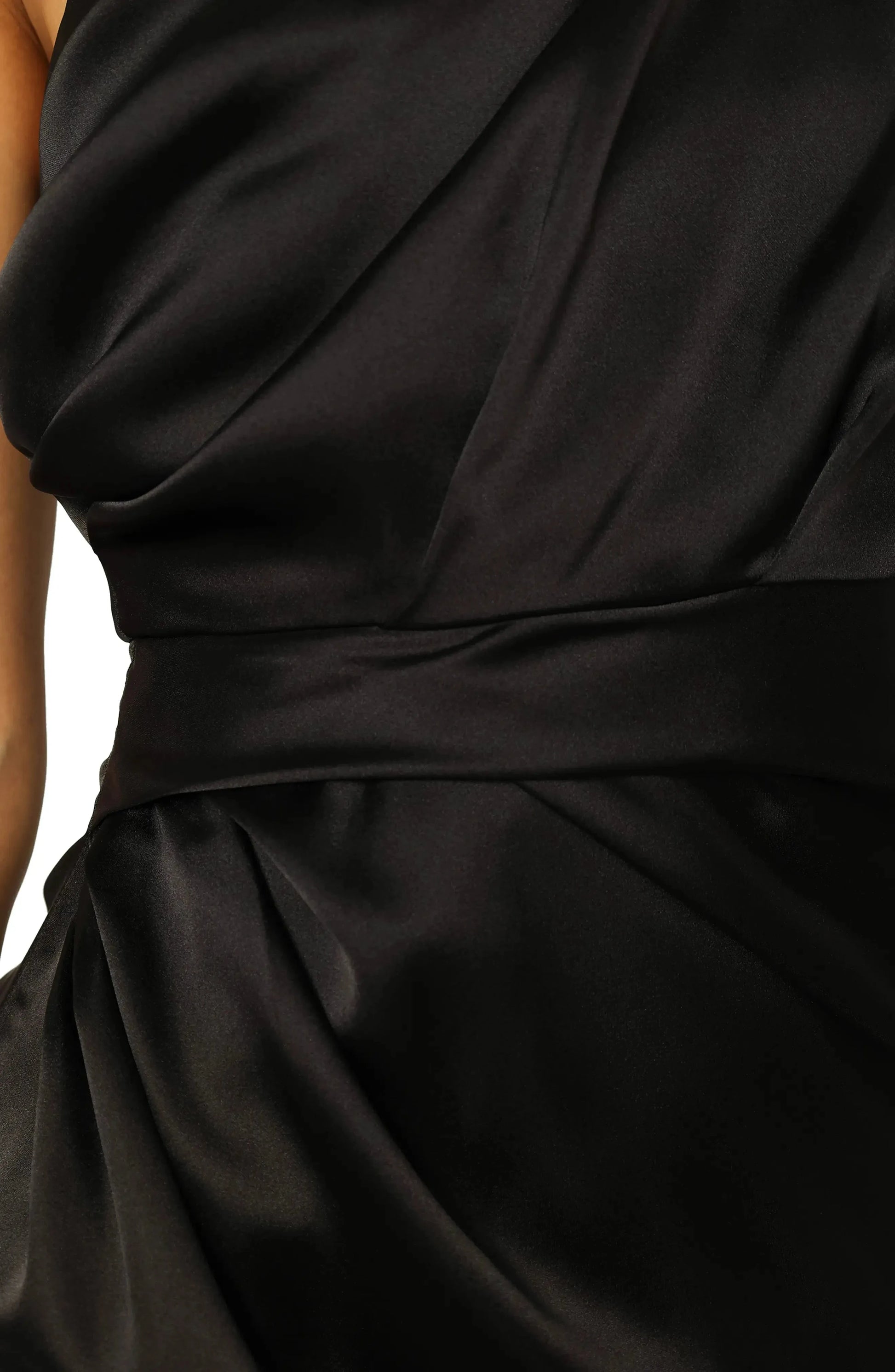 Draped Waist Sheath One Shoulder Sleeveless Open Back Midi Length For Adults Evening Dress by YiHuiw