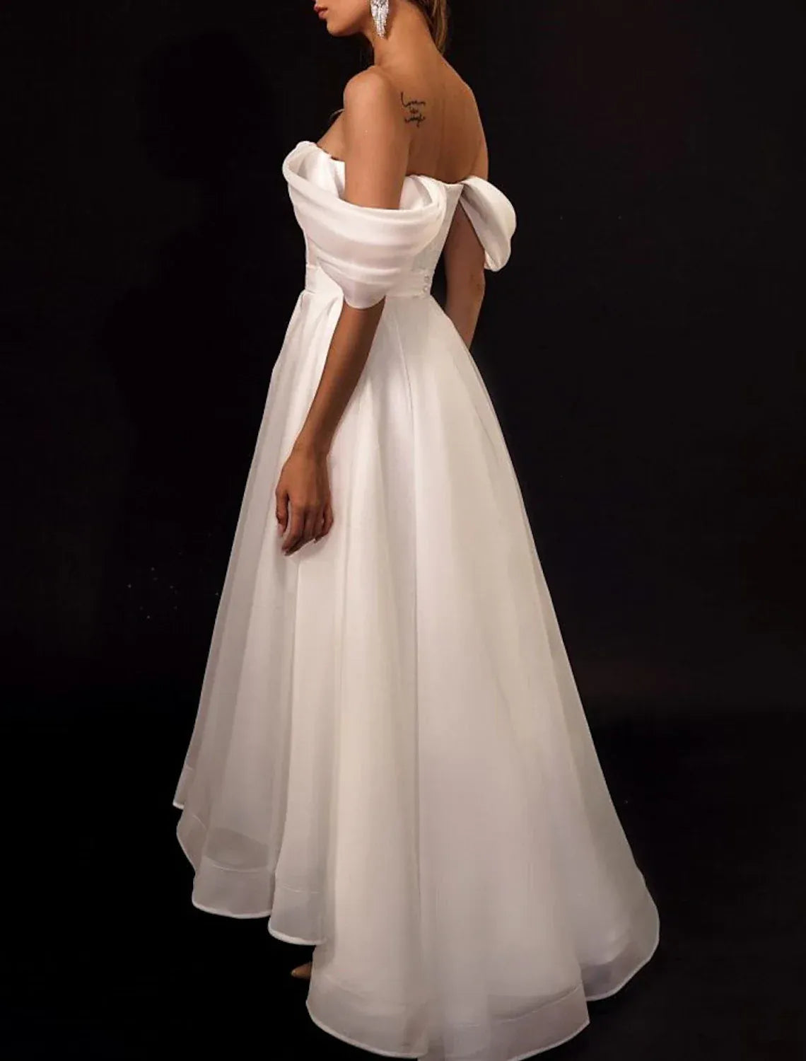 A-Line Off-Shoulder Ruffled Floor-Length Wedding Dress - Yihuiw by Yihuiw