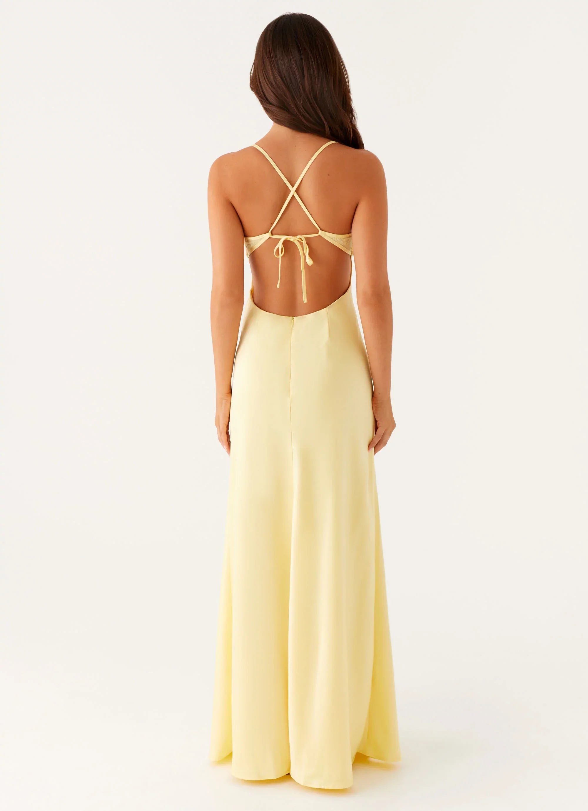 Dreamy A-Line V Neck Sleeveless Keyhole Cross-Back Floor-Length Prom Dress