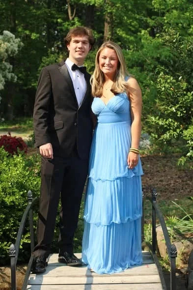 Dreamy Sky Blue Chiffon Prom Dress with Sweetheart Neck, Tiered Ruffles and Open Back by JiMiss Dresses