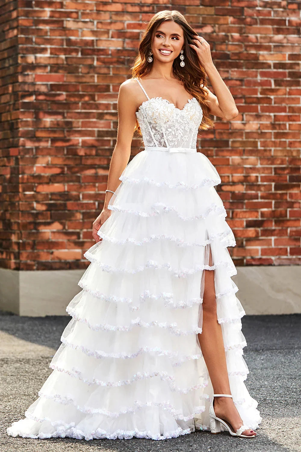Dreamy Tulle A-Line Sweetheart Neck Beaded Strap Zipper Back Floor-Length Evening Dress by LANQI DRESS