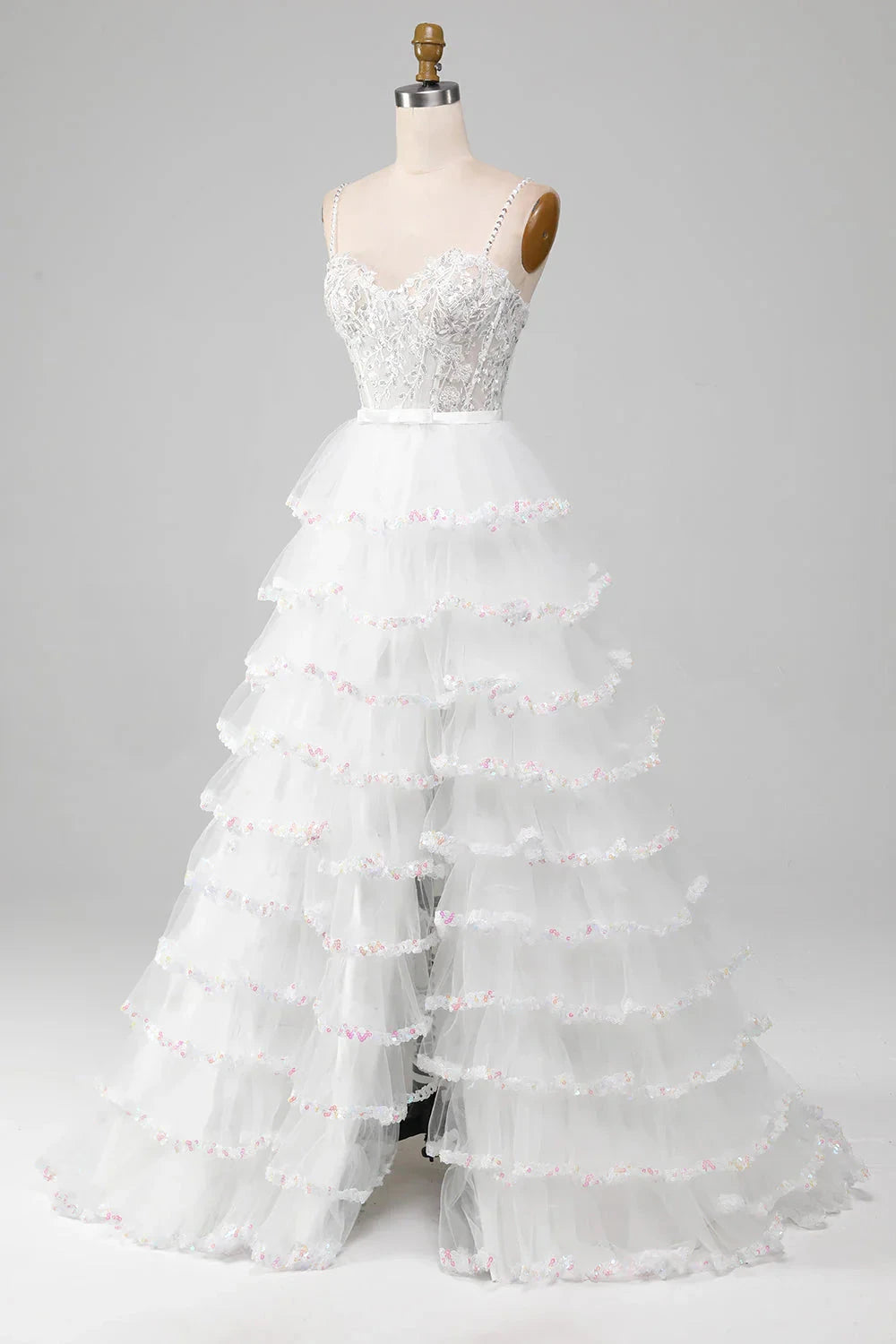 Dreamy Tulle A-Line Sweetheart Neck Beaded Strap Zipper Back Floor-Length Evening Dress by LANQI DRESS