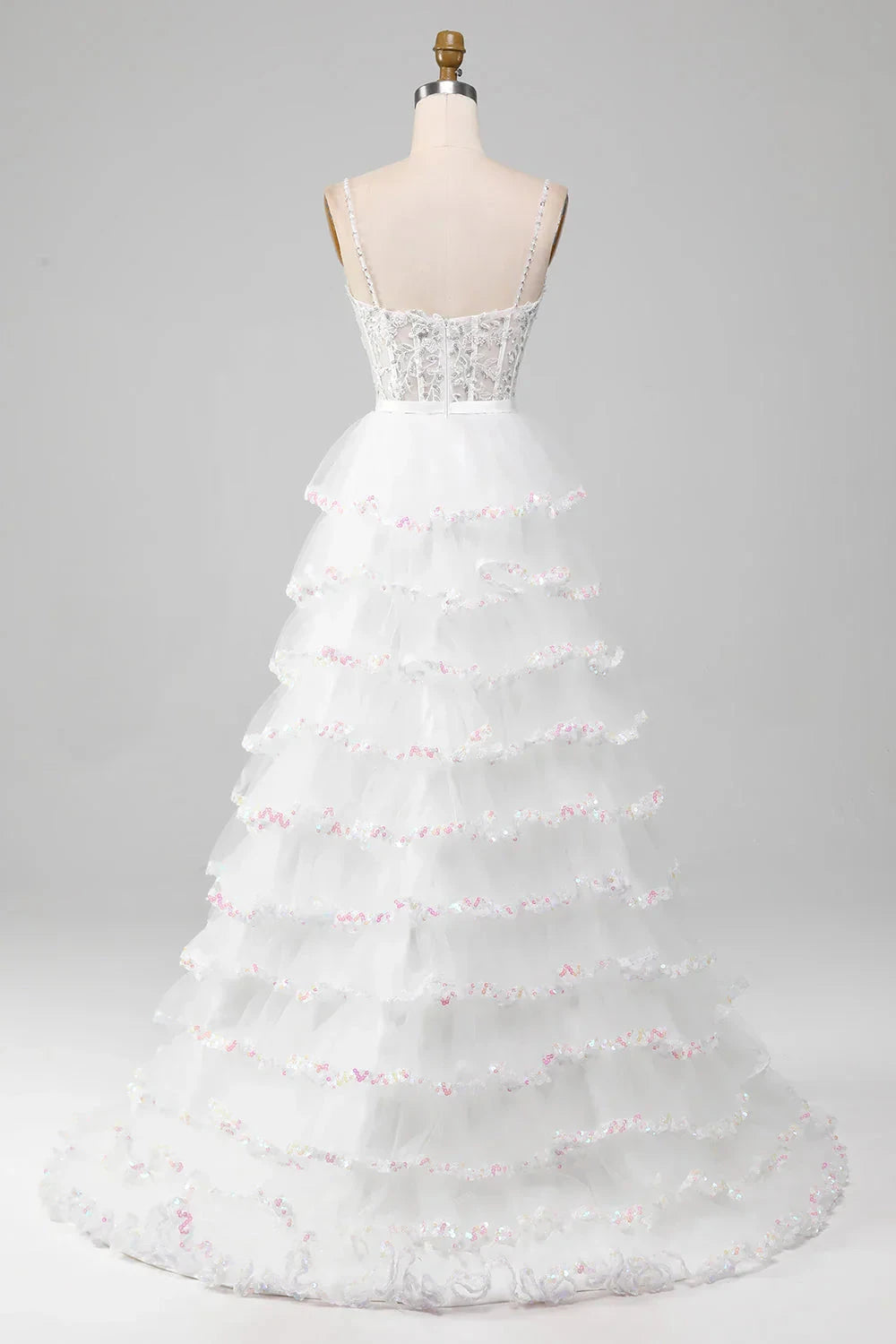 Dreamy Tulle A-Line Sweetheart Neck Beaded Strap Zipper Back Floor-Length Evening Dress by LANQI DRESS