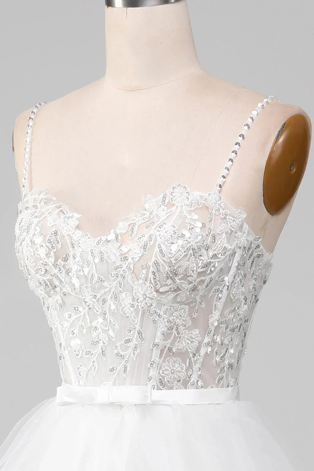 Dreamy Tulle A-Line Sweetheart Neck Beaded Strap Zipper Back Floor-Length Evening Dress by LANQI DRESS