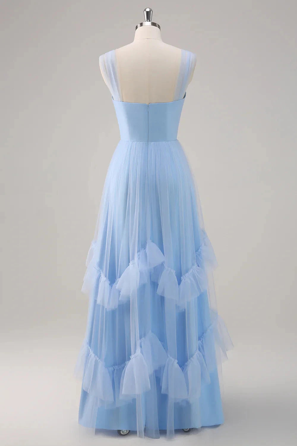 Dreamy Tulle A-Line Sweetheart Neck Sheer Strap Zipper Back Floor-Length Evening Dress by LANQI DRESS