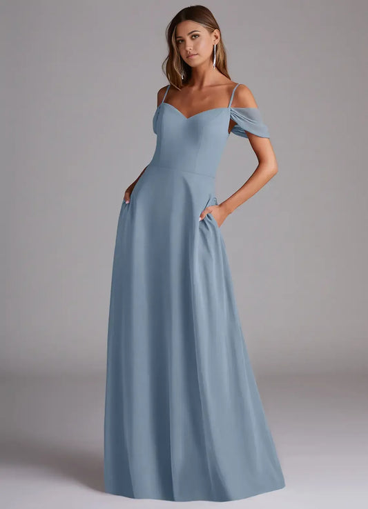 Blue A-Line Sweetheart Floor-Length Wedding Dress - Yihuiw by Yihuiw