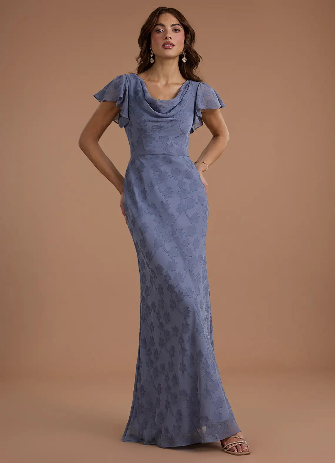 Blue Mermaid Cowl Neck Floor-Length Wedding Dress - Yihuiw by Yihuiw