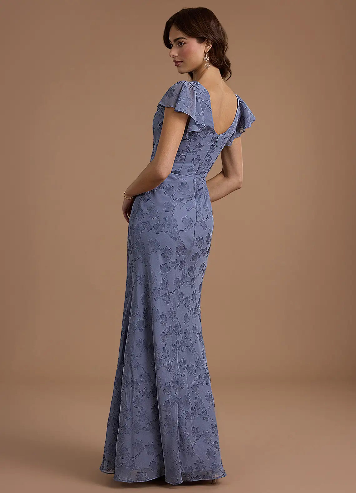 Blue Mermaid Cowl Neck Floor-Length Wedding Dress - Yihuiw by Yihuiw