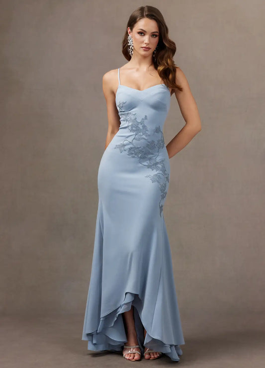 Blue Mermaid Sweetheart Lace Floor-Length Wedding Dress - Yihuiw by Yihuiw