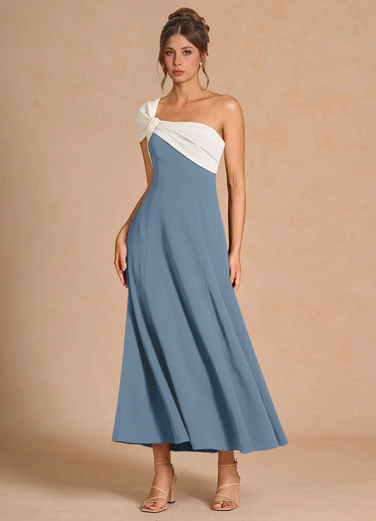 White A-Line One-Shoulder Midi Wedding Dress - Yihuiw by Yihuiw