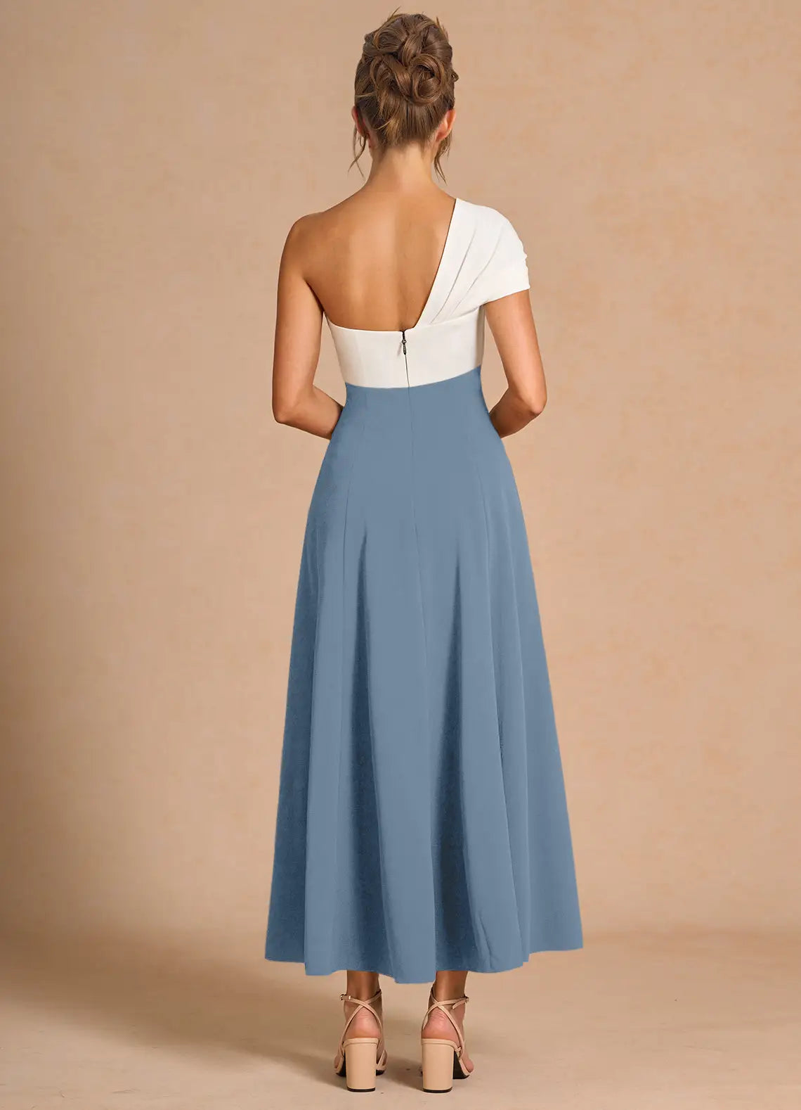 White A-Line One-Shoulder Midi Wedding Dress - Yihuiw by Yihuiw