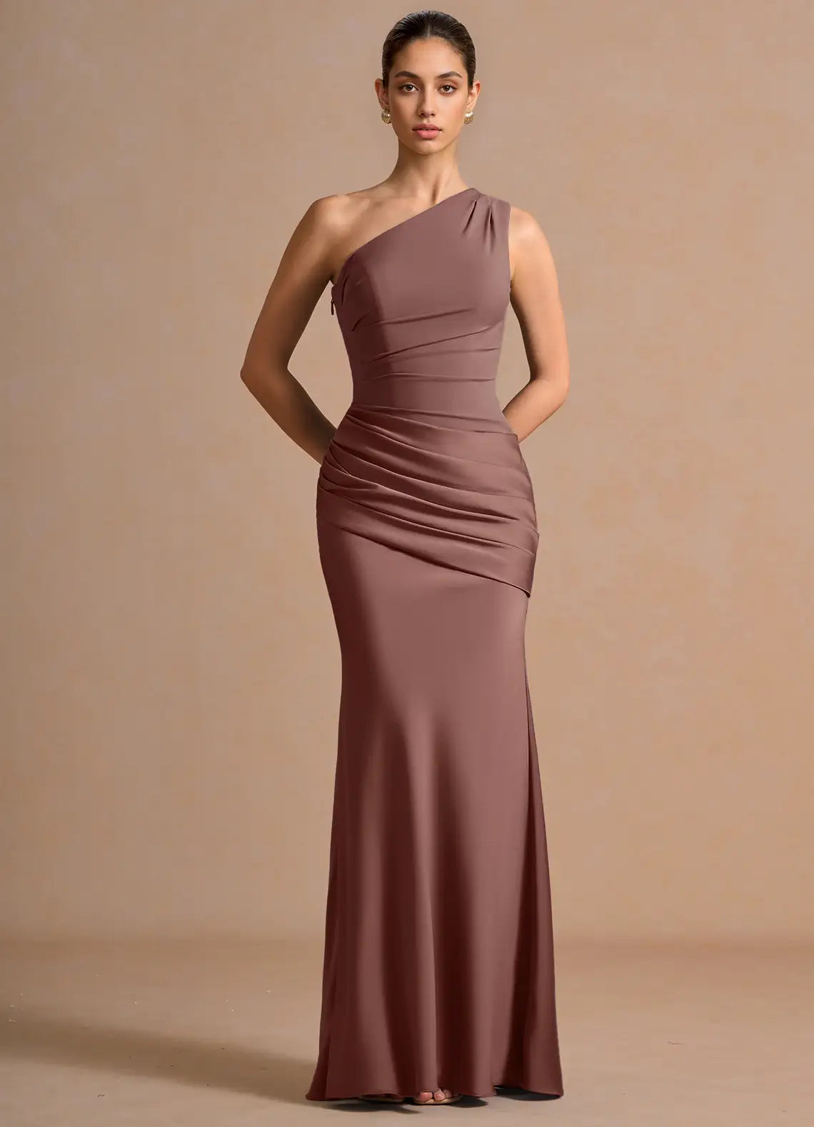 Mermaid One-Shoulder Ruched Floor-Length Wedding Dress - Yihuiw by Yihuiw