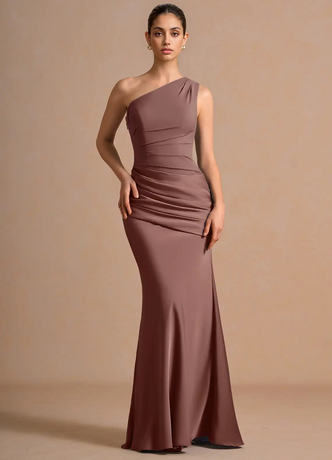Mermaid One-Shoulder Ruched Floor-Length Wedding Dress - Yihuiw by Yihuiw